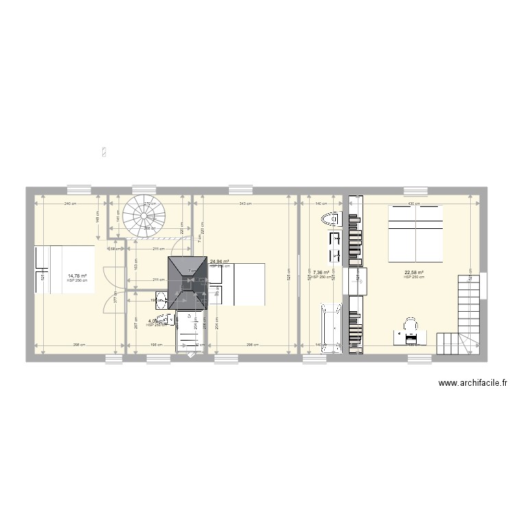 la colombière étage. Plan de 5 pièces et 74 m2