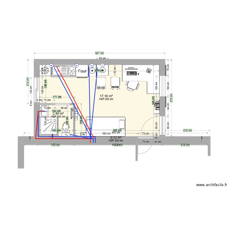 extension maison fxm1 réseaux. Plan de 3 pièces et 20 m2