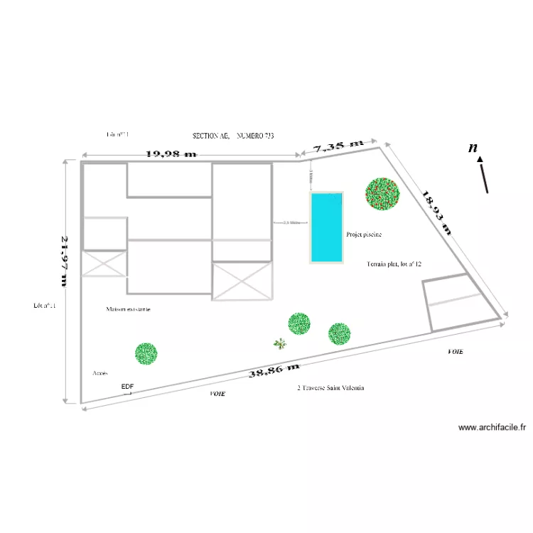  Plan de masse bisBIS PISCINE &agrave; 3M  6 7M fois 3 2M. Plan de 