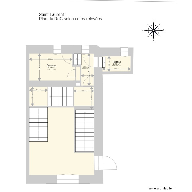 Saint Laurent demi étage. Plan de 9 pièces et 47 m2