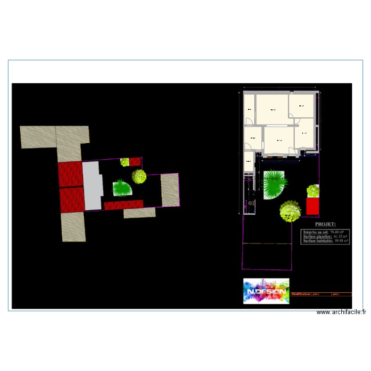 isa. Plan de 7 pièces et 58 m2