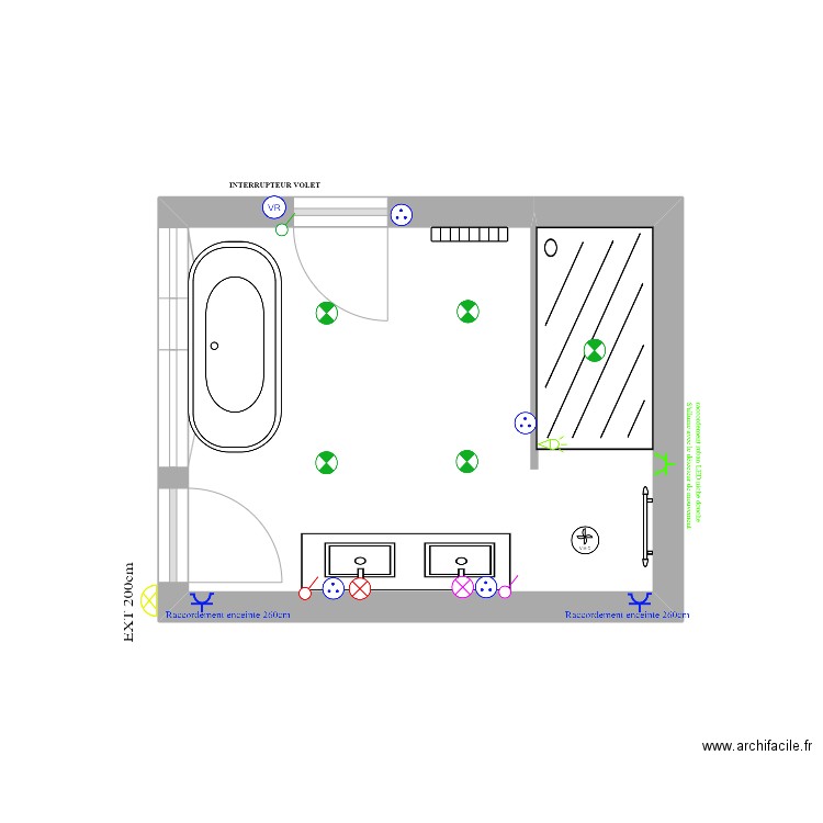 SALLE DE BAIN. Plan de 1 pièce et 12 m2