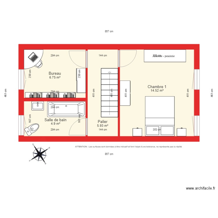 BI 2612 1er étage coté. Plan de 0 pièce et 0 m2