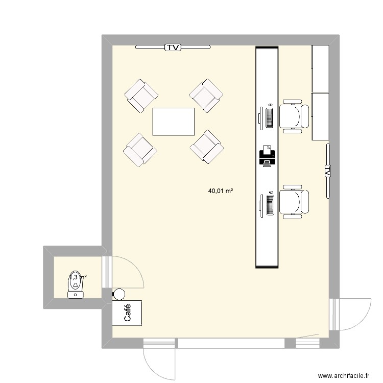 ideal pneu. Plan de 2 pièces et 41 m2