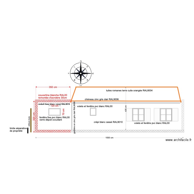 plan façade est projet. Plan de 0 pièce et 0 m2