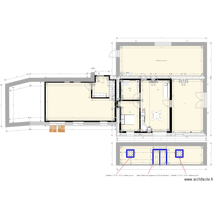 Petit  AULNAY AMENAGEMENT Coupe Fenêtre. Plan de 16 pièces et 240 m2