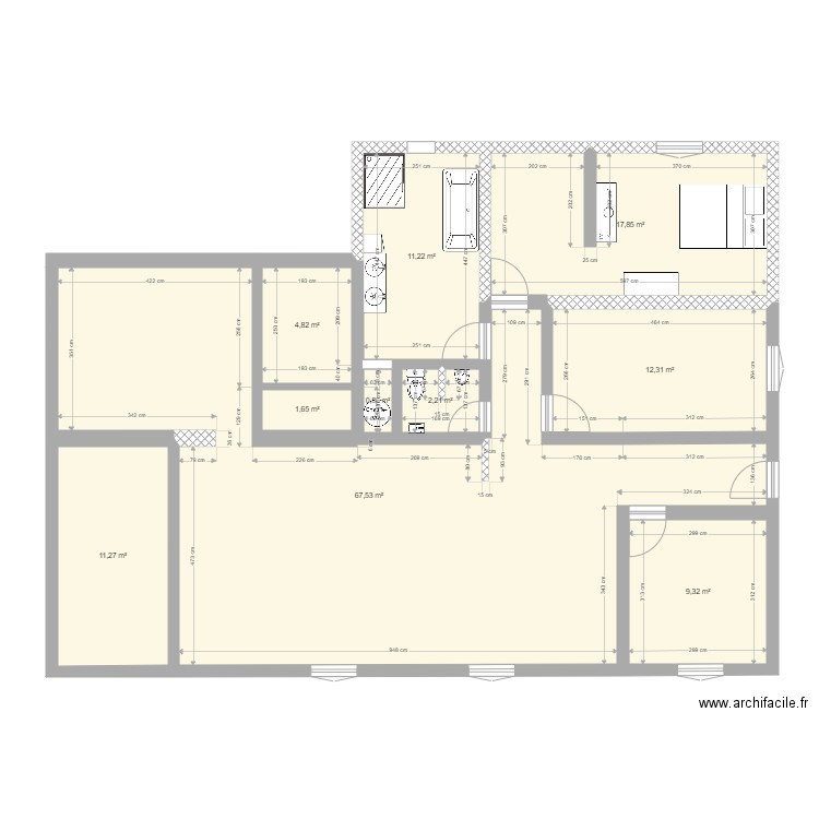 plan 1. Plan de 10 pièces et 139 m2