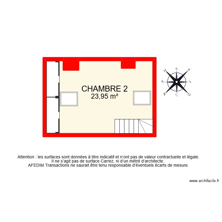 BI 10064 ETAGE 2. Plan de 3 pièces et 24 m2