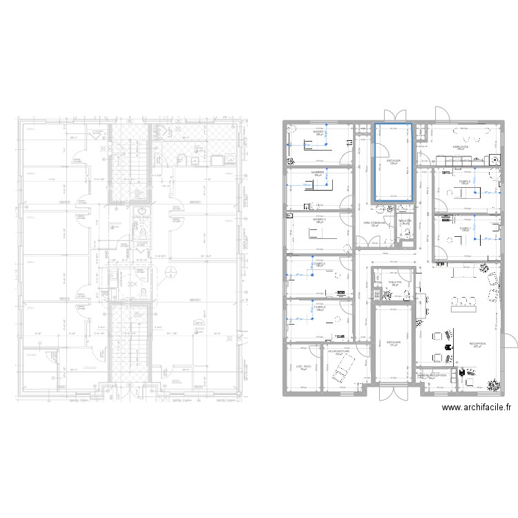 Clinique 14 janvier 2023. Plan de 22 pièces et 224 m2