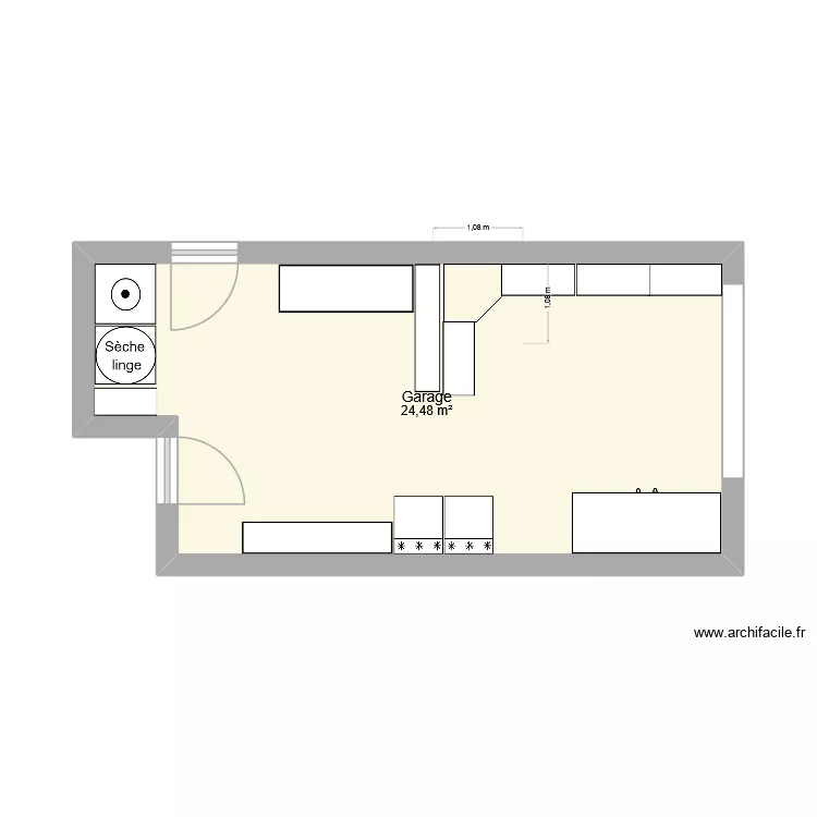 garage. Plan de 1 pièce et 24 m²