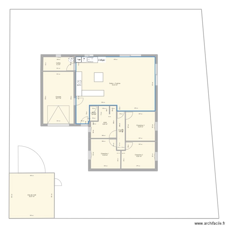 Plan maison Vignoble Lot 11 sans meubles. Plan de 10 pièces et 148 m2