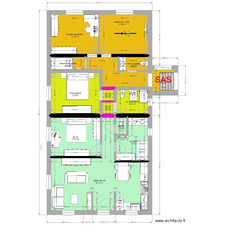   annexe garde et appart 1 ch. Plan de 0 pièce et 0 m2