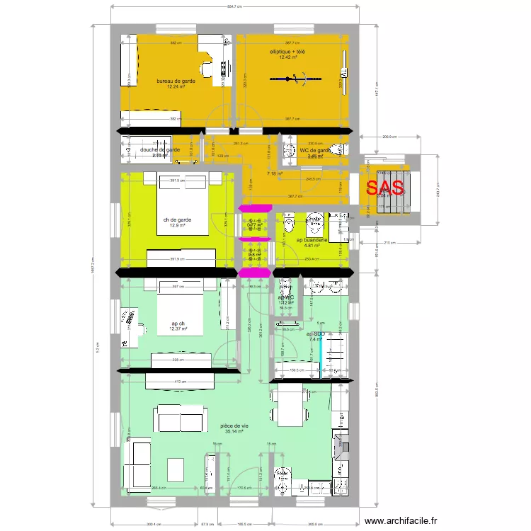   annexe garde et appart 1 ch. Plan de 