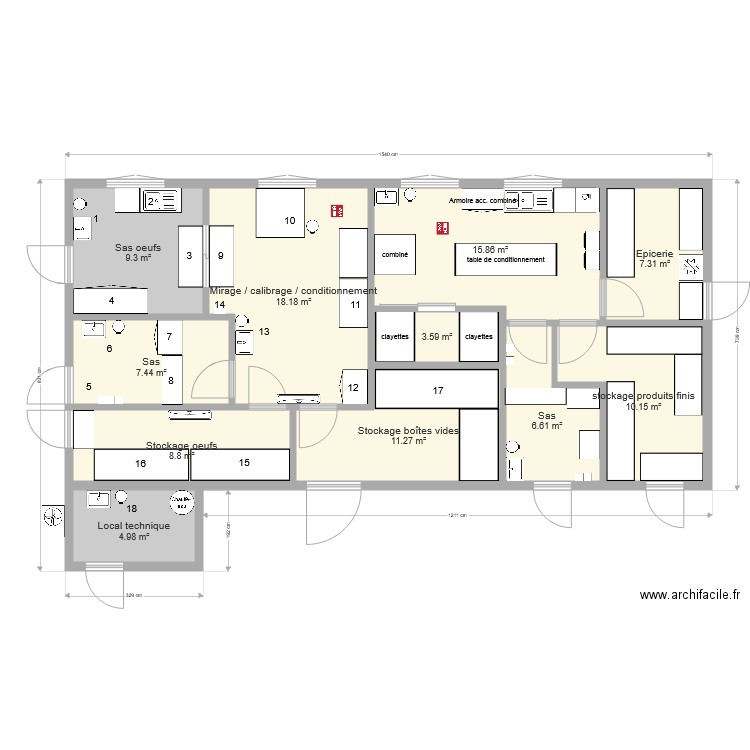 aménagements centre de conditionnement. Plan de 0 pièce et 0 m2