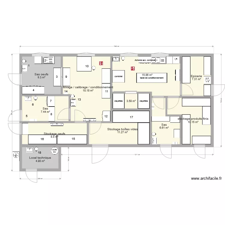 am&eacute;nagements centre de conditionnement. Plan de 