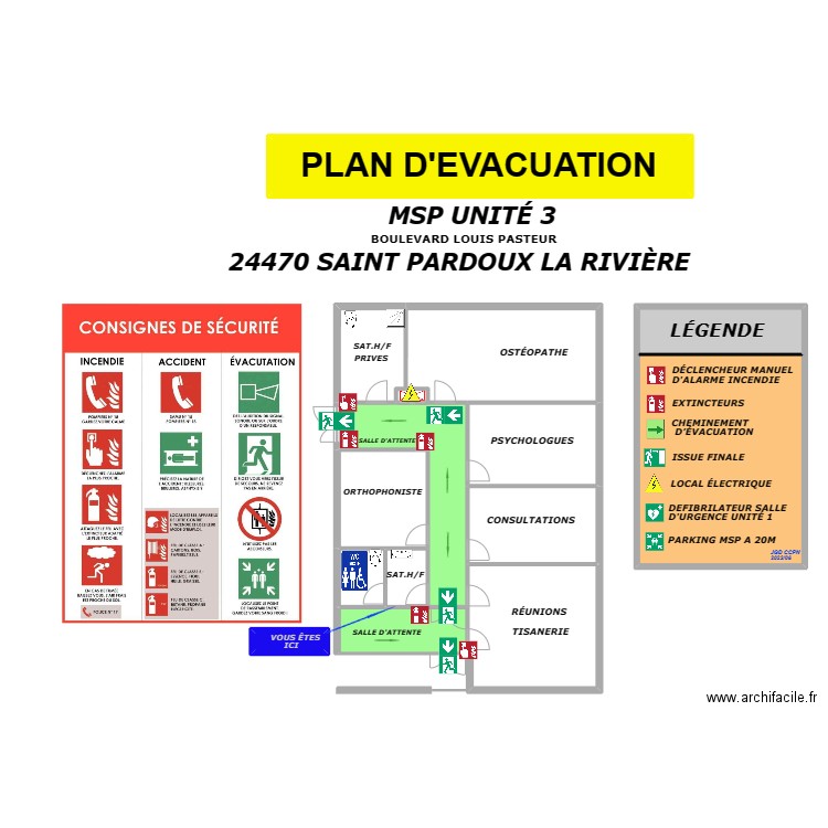 unite 3. Plan de 15 pièces et 295 m2