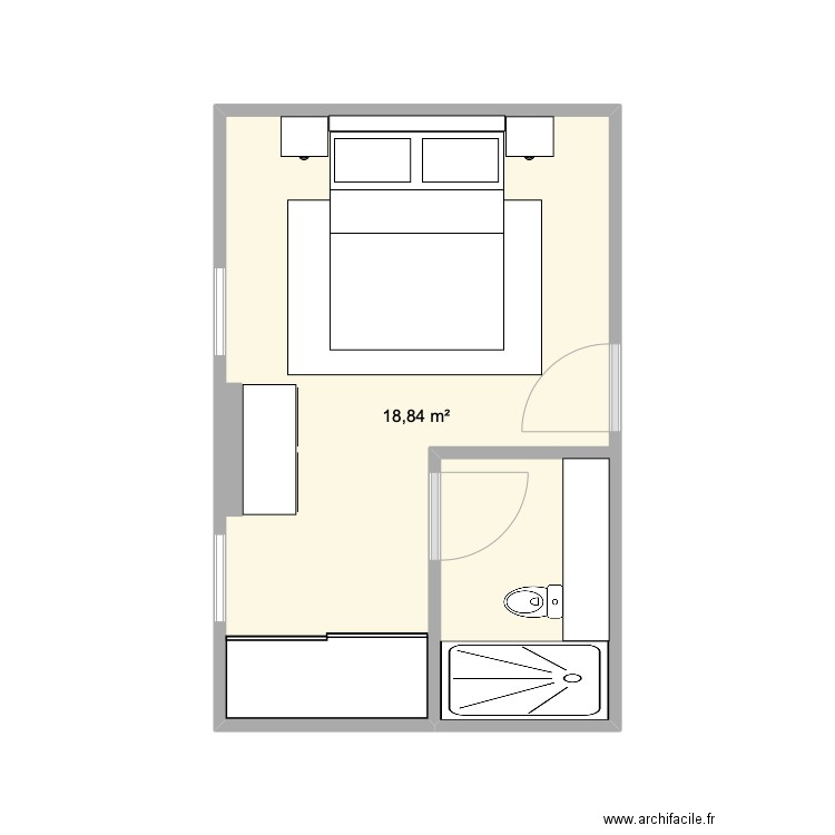 Chambre EUGENIE. Plan de 1 pièce et 19 m2