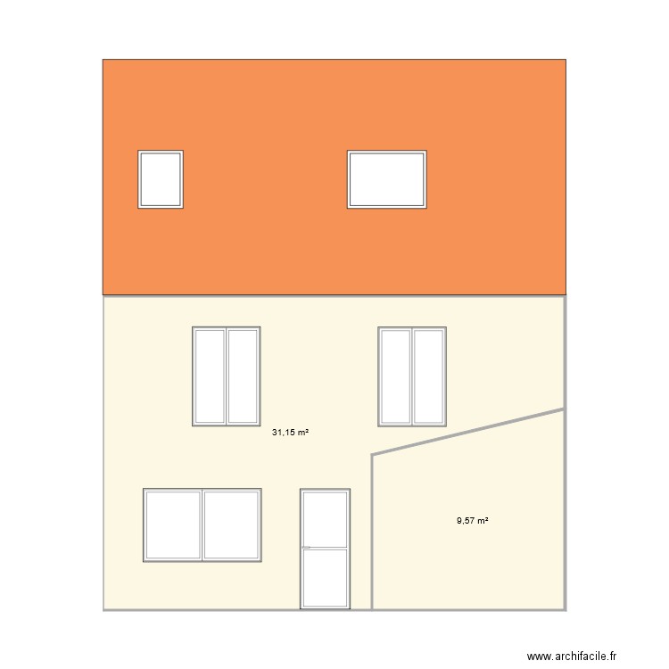 facade arrière maison. Plan de 0 pièce et 0 m2