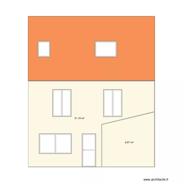 facade arri&egrave;re maison. Plan de 