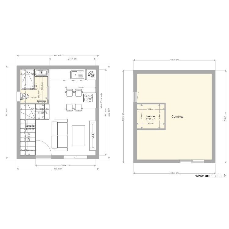 Studio rez de chaussée. Plan de 0 pièce et 0 m2