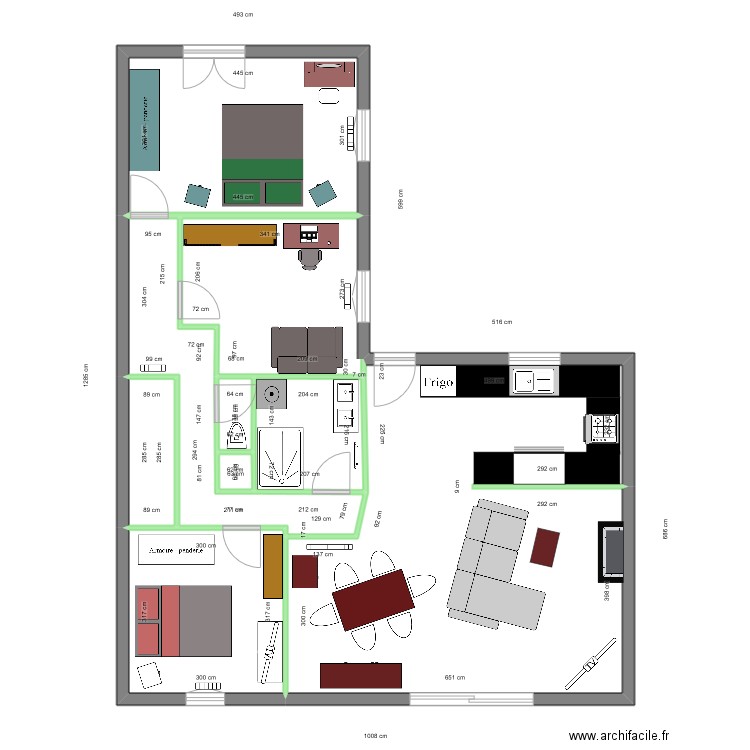 Clesles2. Plan de 9 pièces et 84 m2
