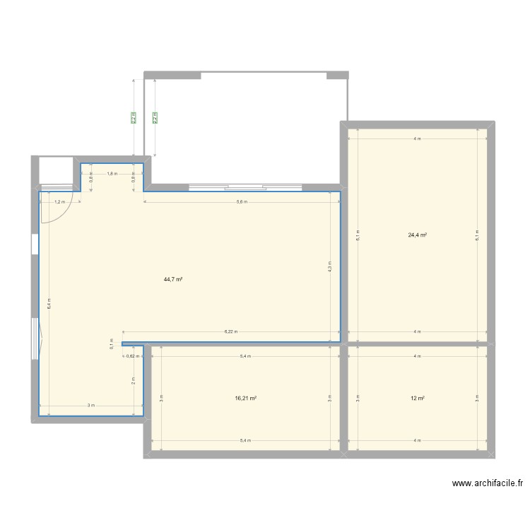 Plan002. Plan de 4 pièces et 97 m2