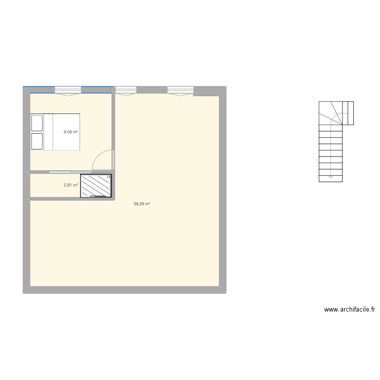 patou. Plan de 3 pièces et 51 m2