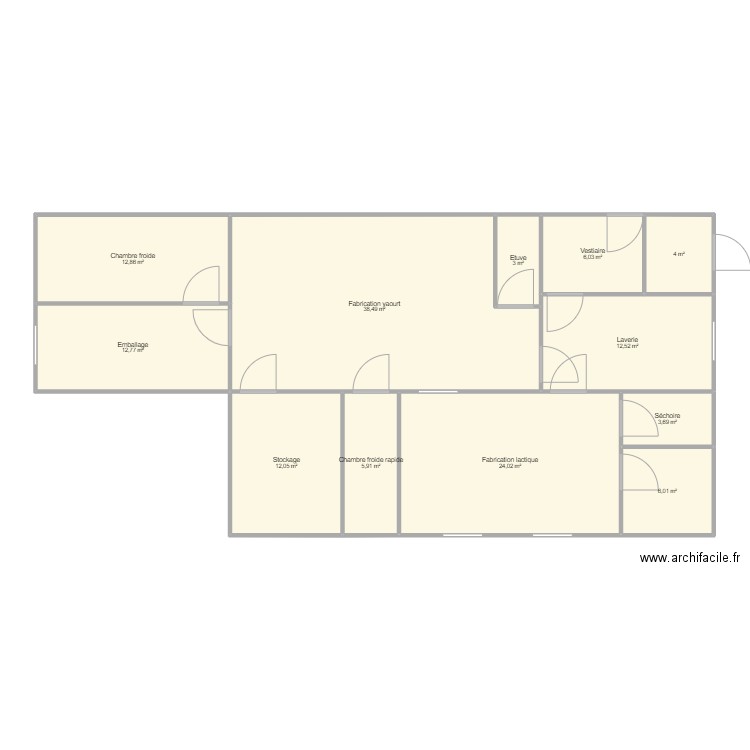 Fromagerie. Plan de 12 pièces et 141 m2