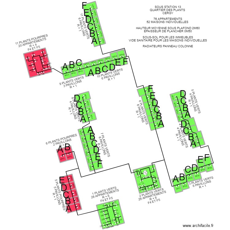 SOUS STATION 13 DES PLANTS CERGY. Plan de 55 pièces et 4235 m2