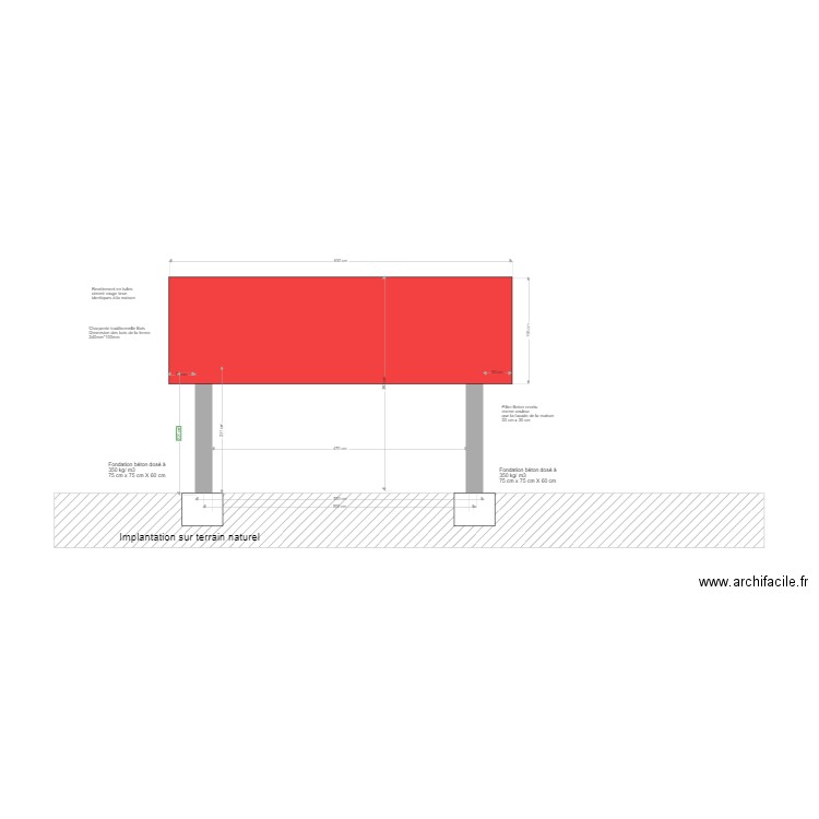 Plan vue depuis coté EST. Plan de 0 pièce et 0 m2