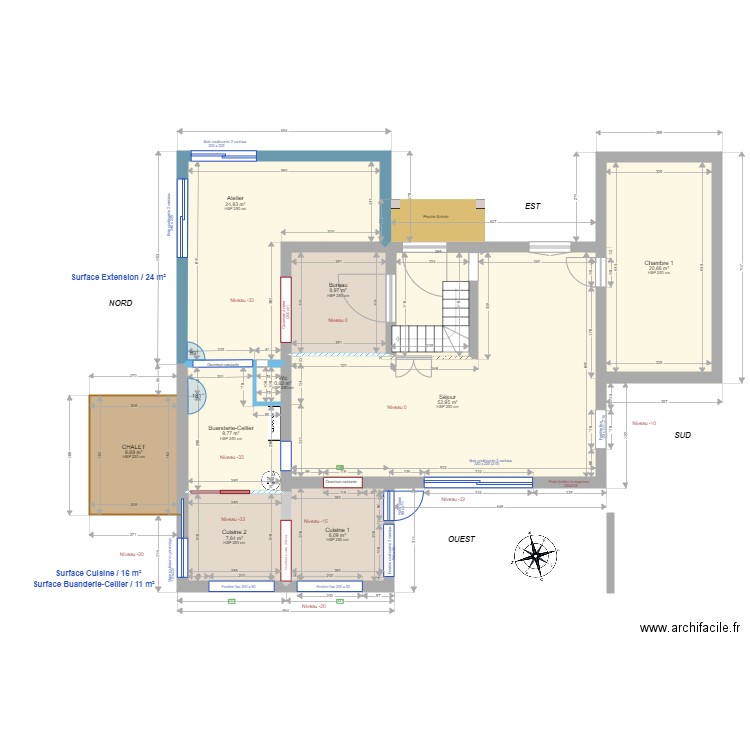 Extension FAYARD Aménagement intérieur. Plan de 0 pièce et 0 m2