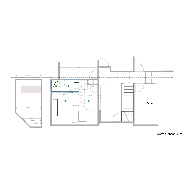 Chambre mezzanine avec salle de bains 21 mai 2021. Plan de 0 pièce et 0 m2