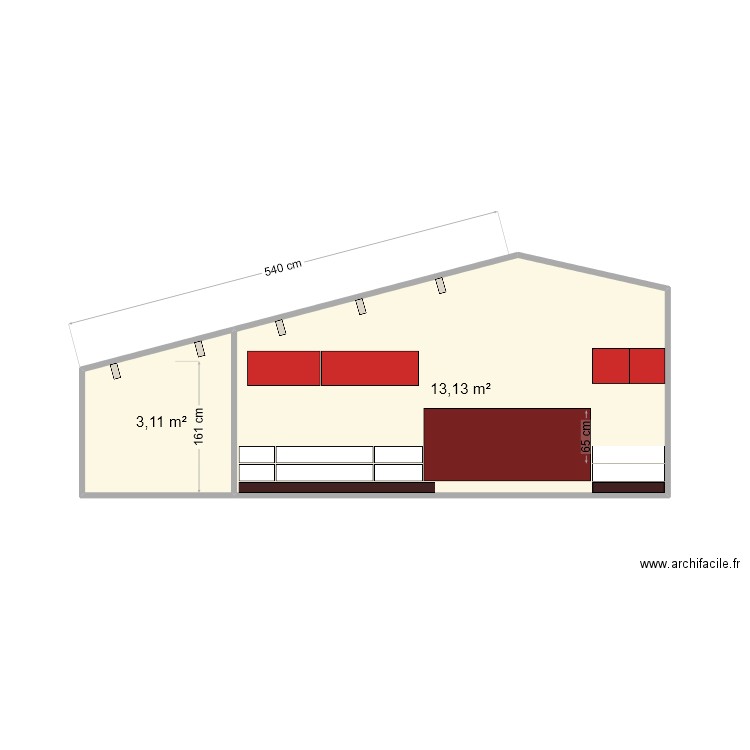 Chambre 1er paroi nord modif 4. Plan de 2 pièces et 16 m2