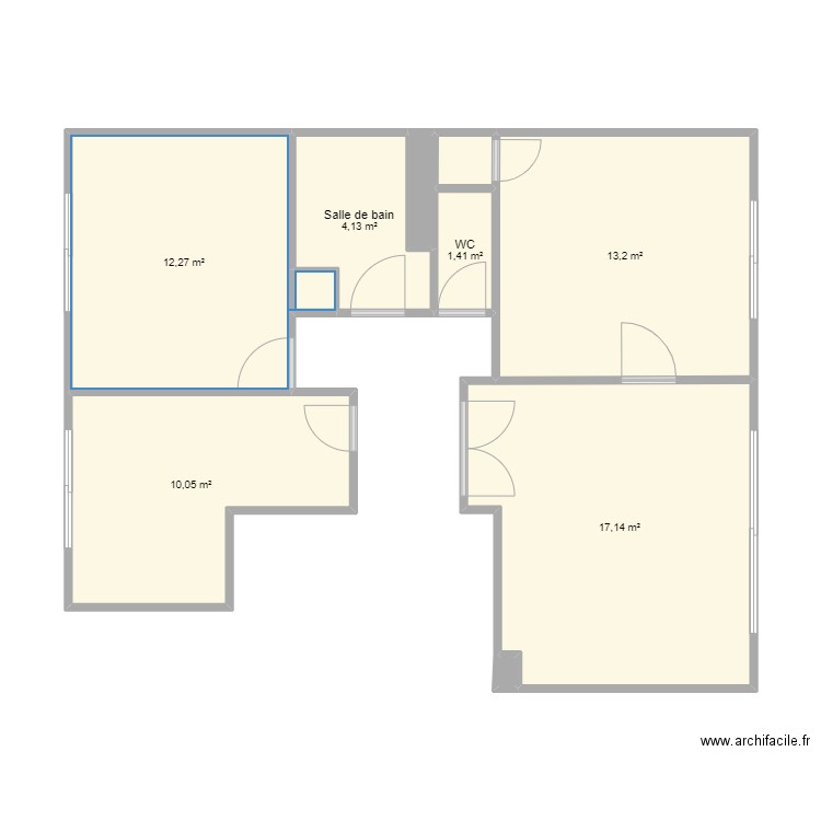 appartement. Plan de 9 pièces et 59 m2