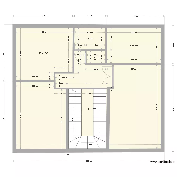 1er etage actuel. Plan de 