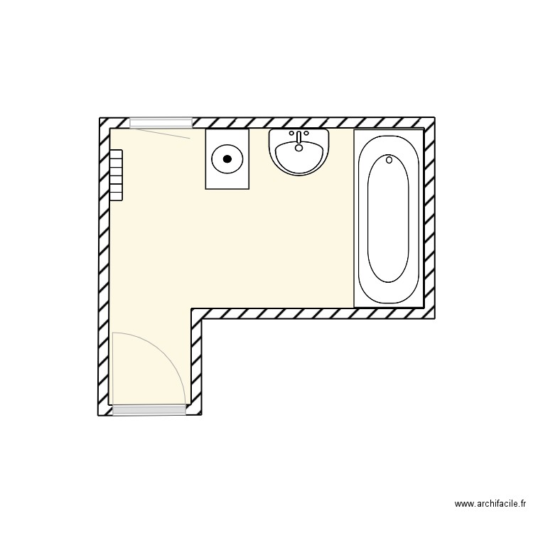 Aoudia_Actuel. Plan de 1 pièce et 6 m2