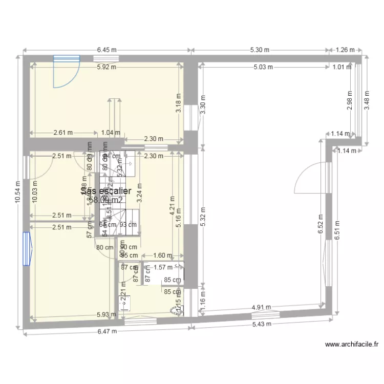 maison rdc 8 escalier 1m. Plan de 