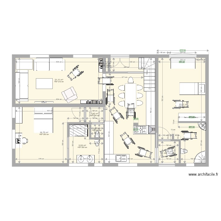 maison tarbes plan initial rdc PROJET 1. Plan de 9 pièces et 99 m2