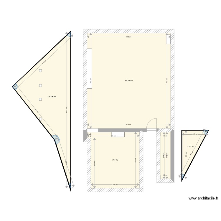 VIALLE COMBLE Existant. Plan de 0 pièce et 0 m2