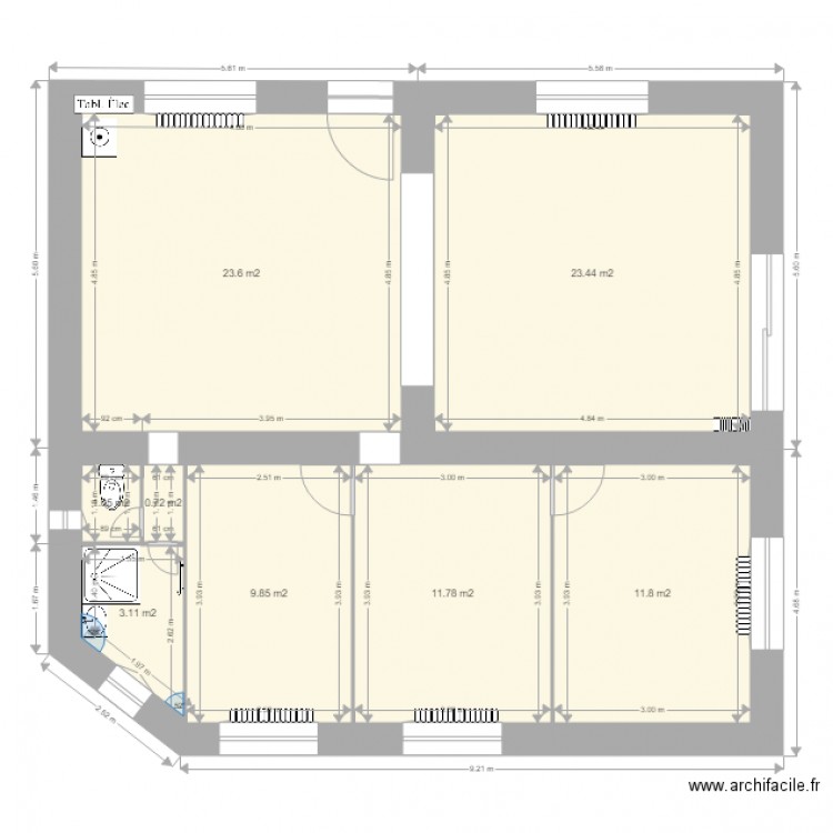 Maison Langon Renov2. Plan de 8 pièces et 85 m2