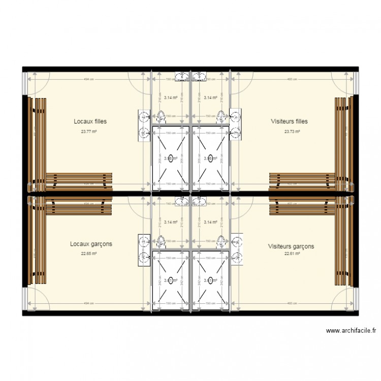 plan projet des vestiaires Gruizza Rognac 5. Plan de 0 pièce et 0 m2