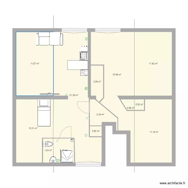 ELEC CHAMBRE GAUCHEC LUMIERES. Plan de 