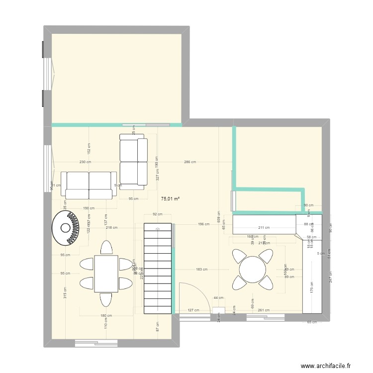 maison. Plan de 1 pièce et 75 m2