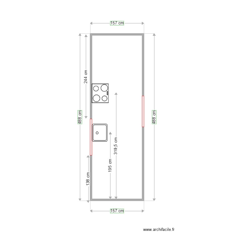 123. Plan de 1 pièce et 7 m2