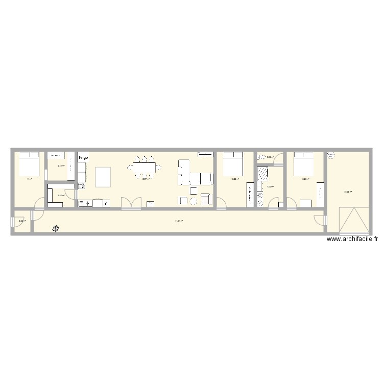 maison en long 104m. Plan de 0 pièce et 0 m2