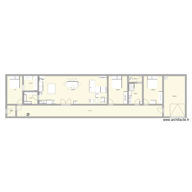maison en long 104m. Plan de 