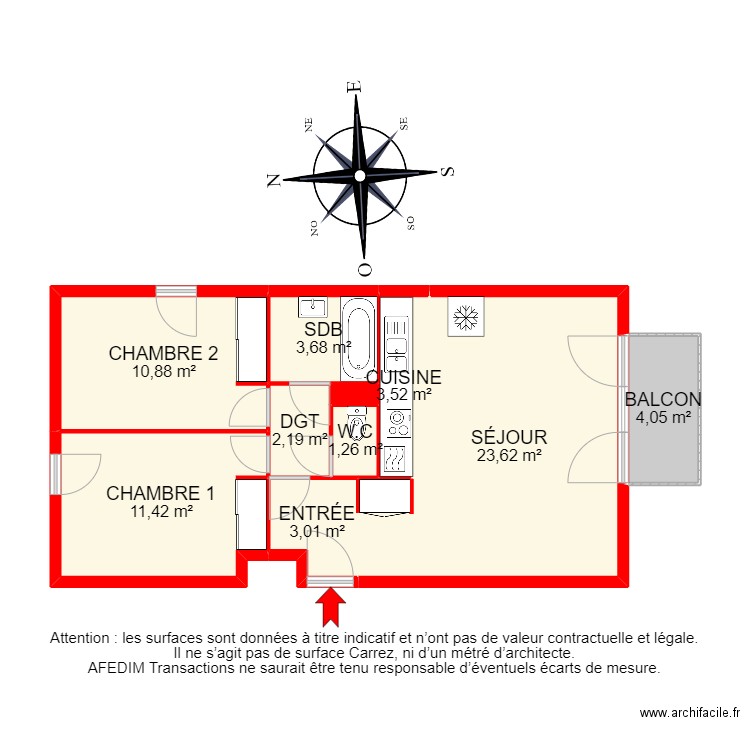 BI 14283 - . Plan de 11 pièces et 74 m2