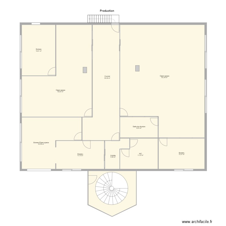 Locaux NPVC. Plan de 11 pièces et 302 m2