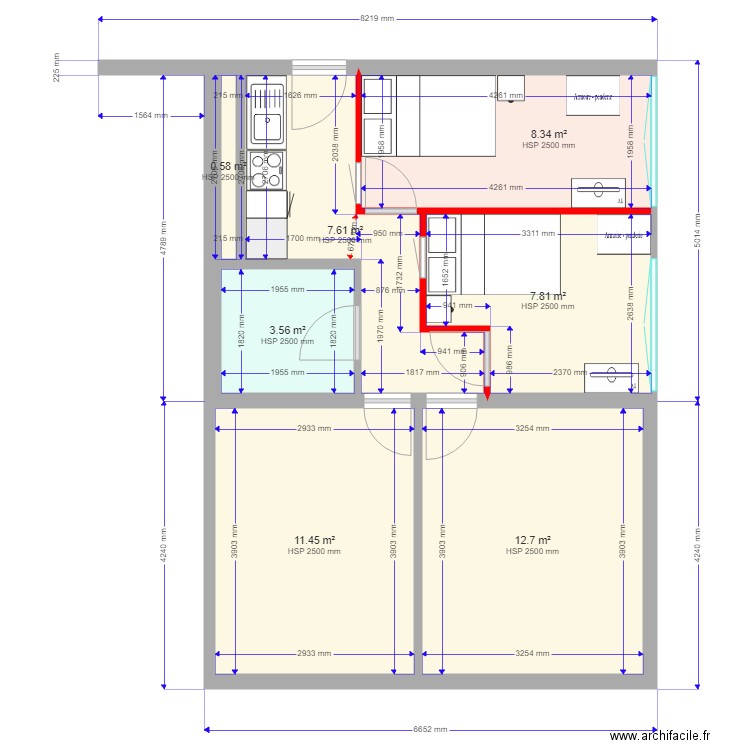 GE85 N75 réaménagement  4 chambres var 1. Plan de 0 pièce et 0 m2