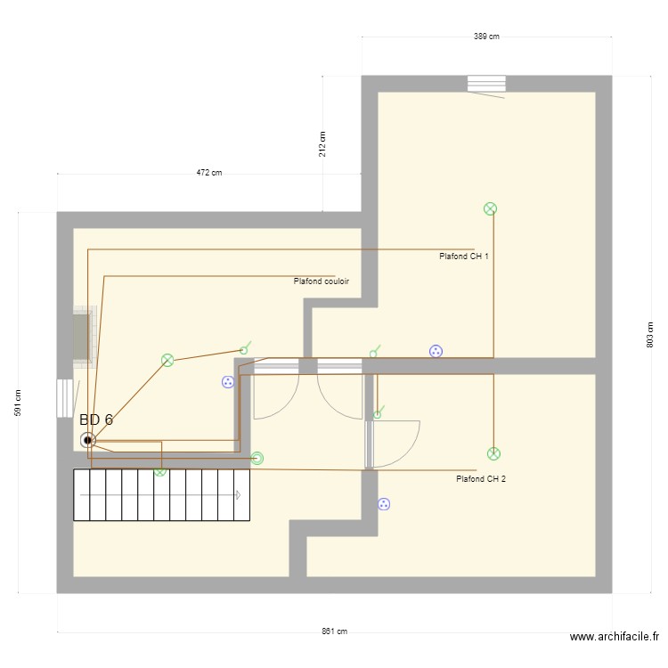 COMBLE. Plan de 3 pièces et 47 m2